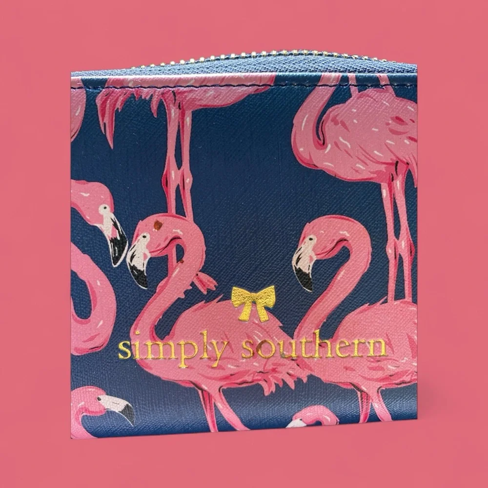 Simply Southern Pink Flamingo Zip Around Wallet